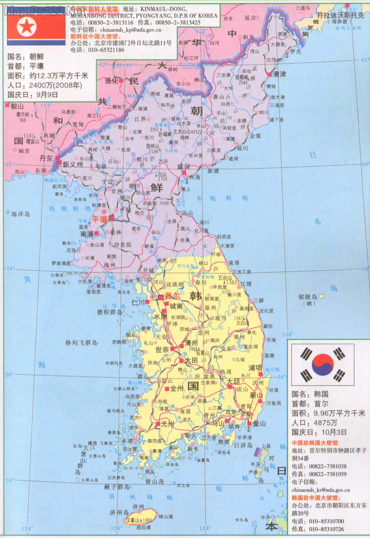 中国和朝鲜边界地图-千图网