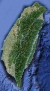  台湾岛卫星地图(带海 