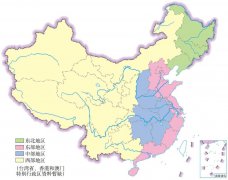 中国四大地区示意