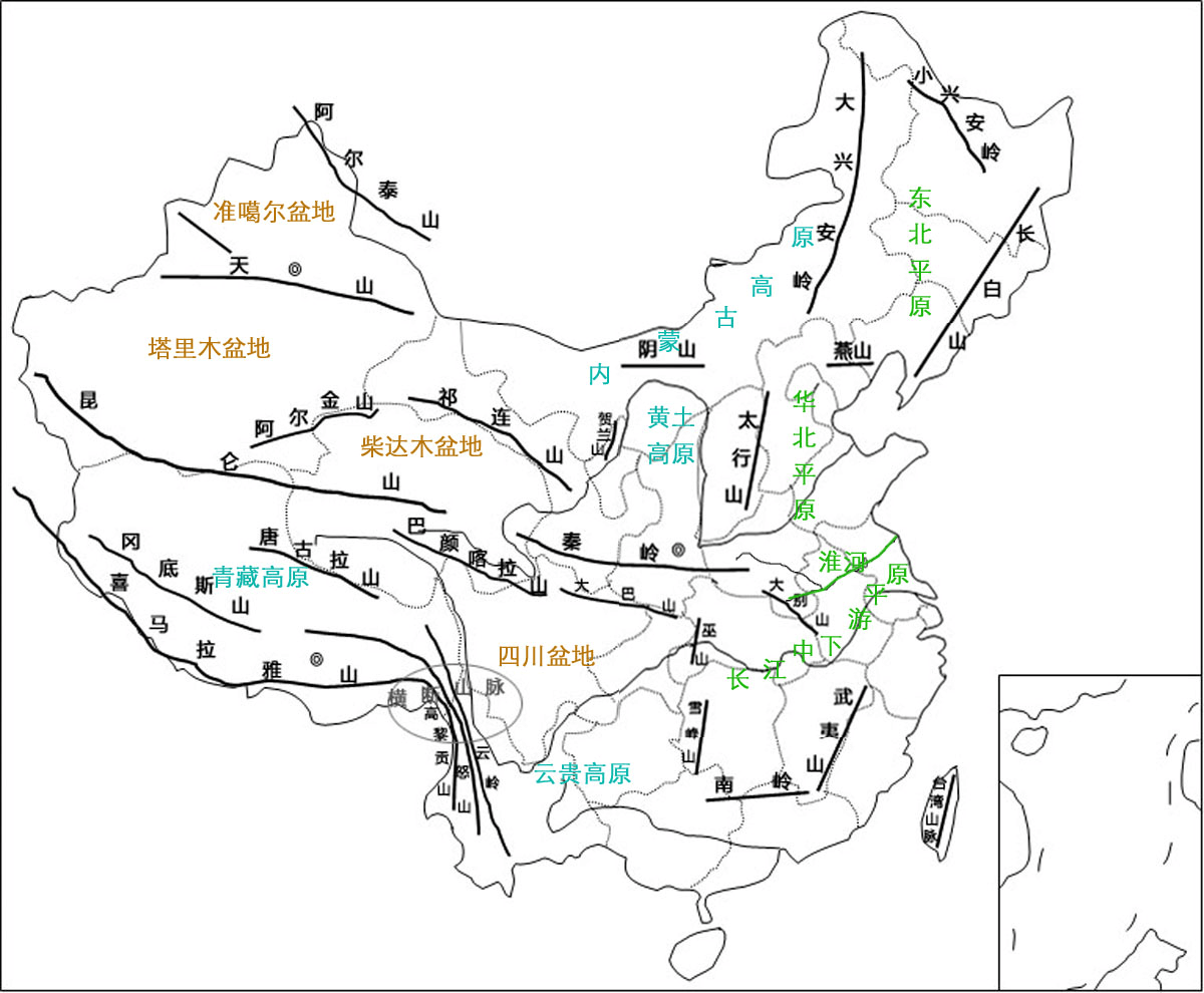 中国地形简图