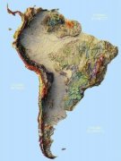 南美洲高清3D立体地形图
