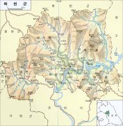 韩国华川郡地图韩文版