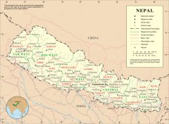 尼泊尔交通旅游地图