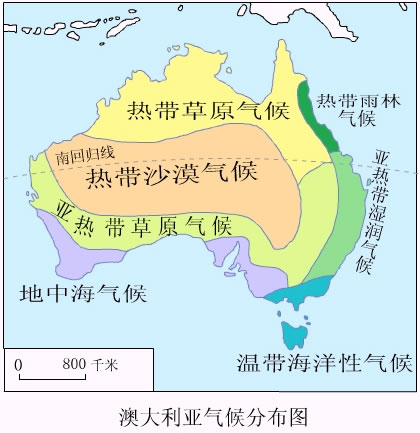 澳大利亚气候分布图