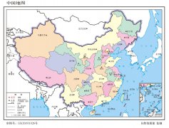 横版中国地图标准地图(比例尺：1:48000000)