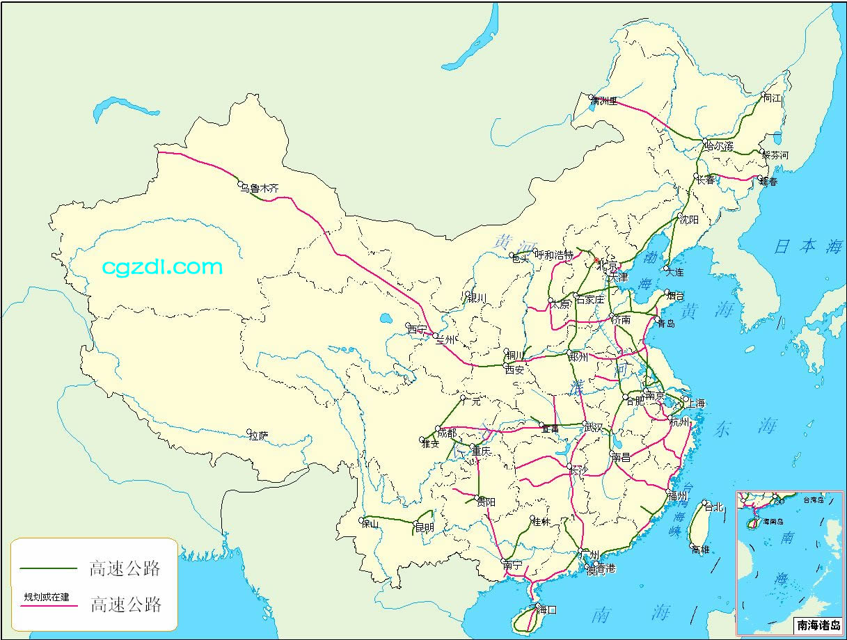 中国高速公路布局地图2016年版_中国地图地图库