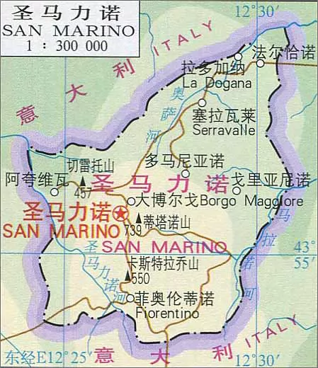 圣马力诺地图地形版