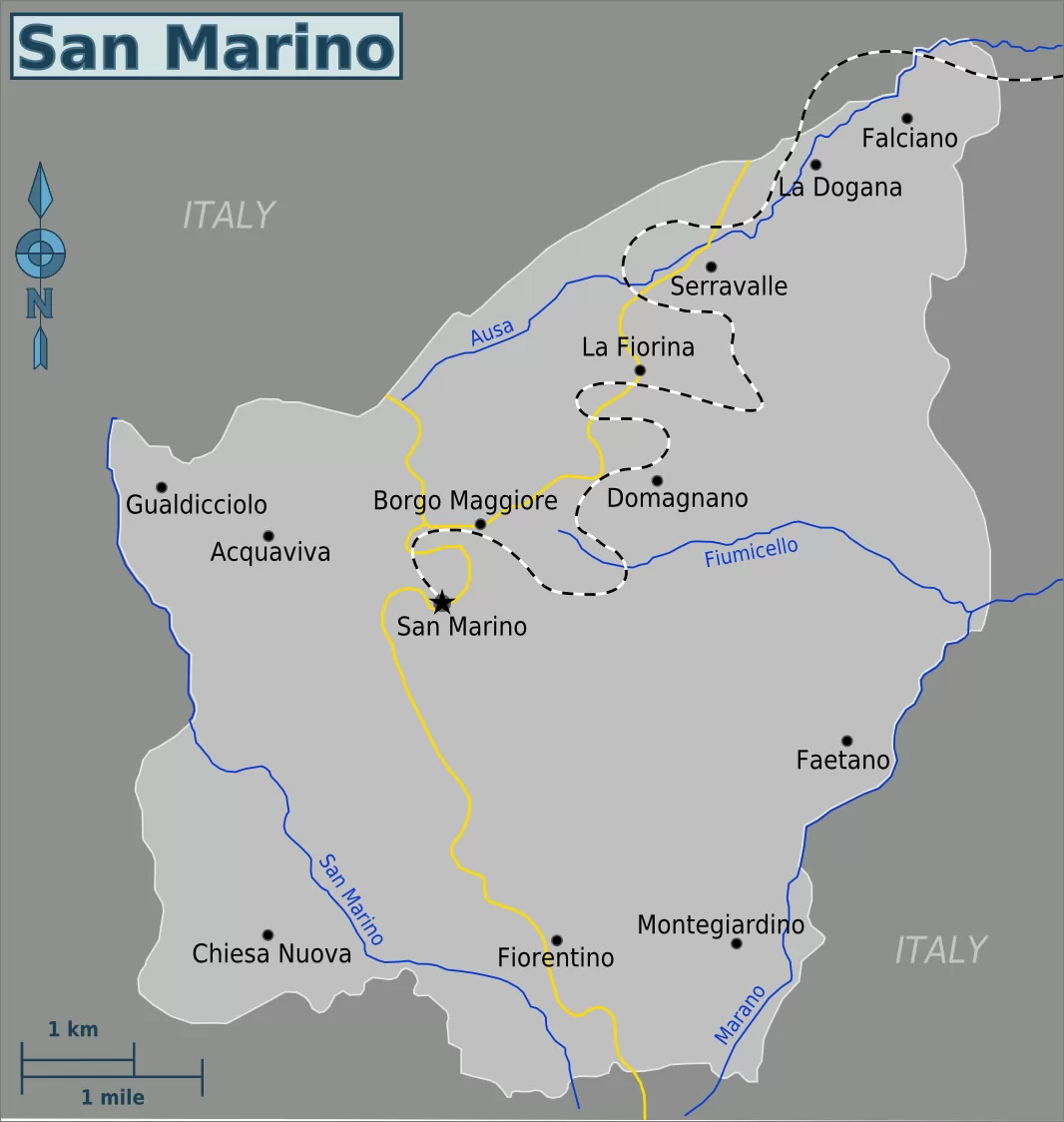 圣马力诺交通地图