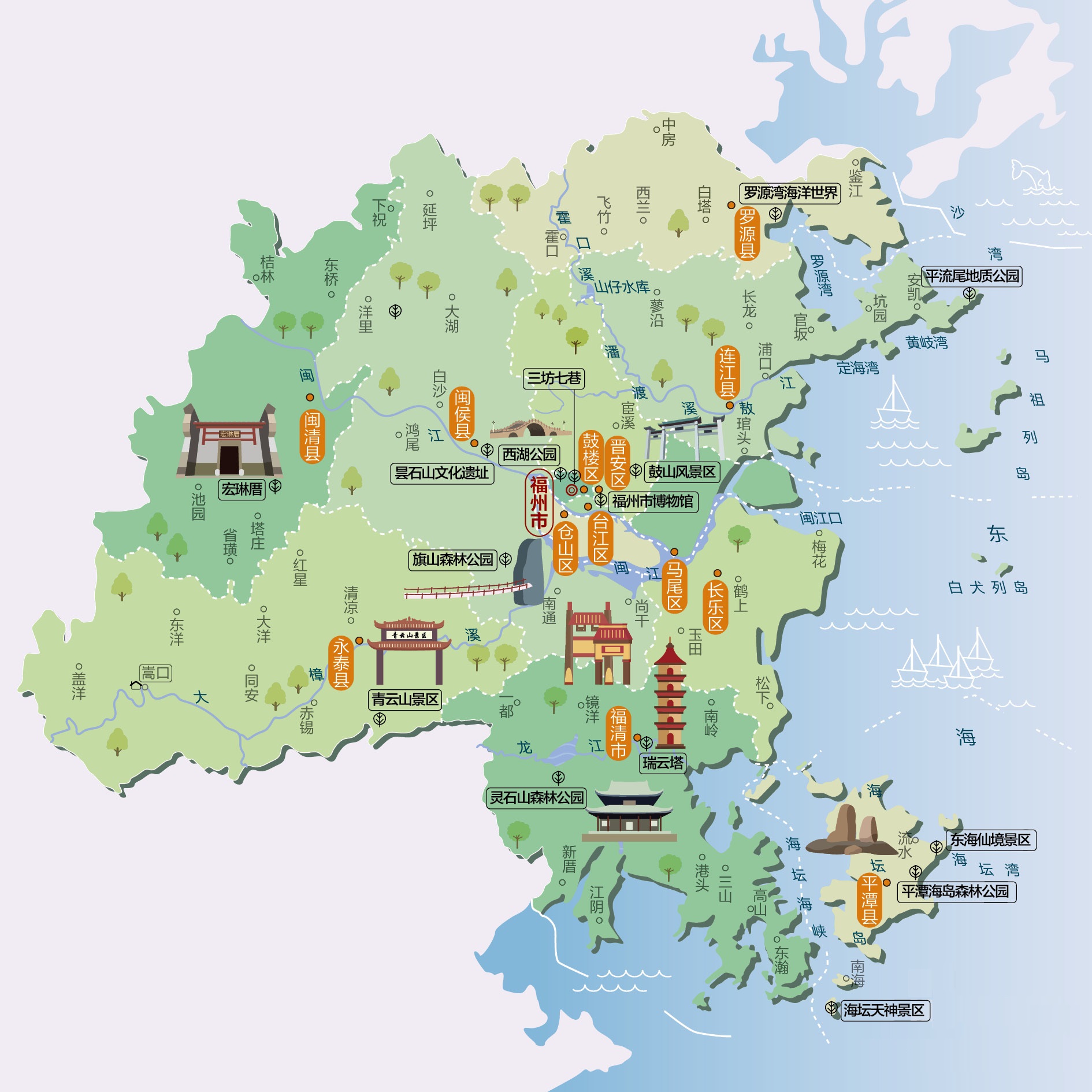 福建省旅游必备高清人文地图+9个地级市 - 知乎