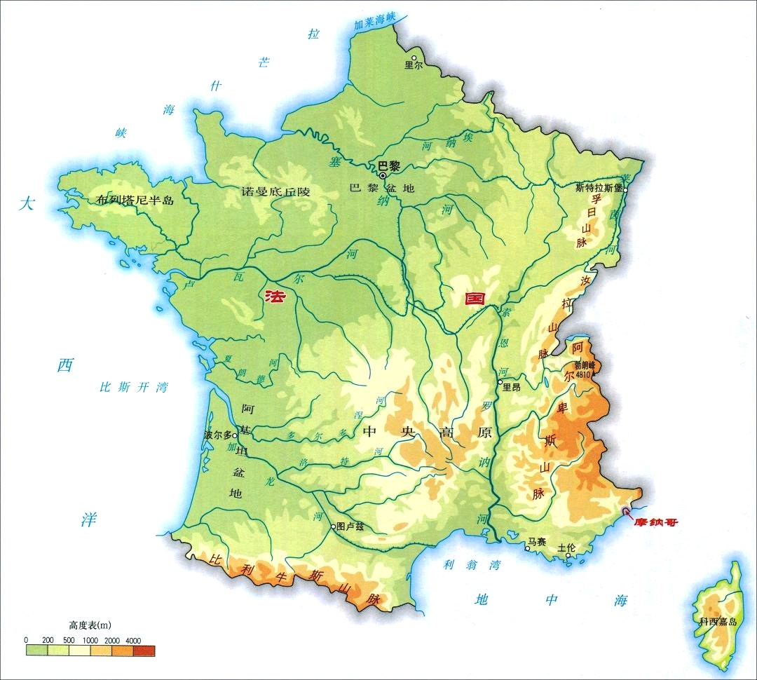 法国地形图中文版,法国地图中文版全图 - 伤感说说吧