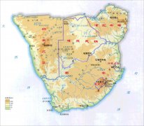 高清纳米比亚地形图