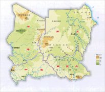 高清乍得苏丹地形图