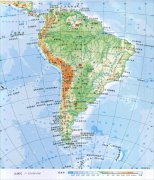 高清南美洲地形图